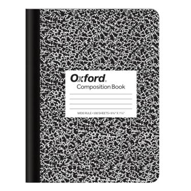 Imagem de Oxford Caderno de redação de mármore, 19 x 24 cm, régua larga, brochura, 100 folhas, branco (63795)