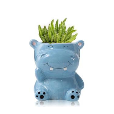 Imagem de DIYOMR Vaso de animais fofos, mini vaso de flores suculentas de cerâmica em forma de animal, suporte de plantas de ar interno, vaso de cacto decorativo liso e brilhante - plantas não incluídas