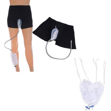 Imagem de Coleção portátil Saco de mictório Calças masculinas para incontinência vestíveis evitam embaraçoso funil de urina de silicone Suporte para xixi Coletor à prova de vazamento Suporte para xixi