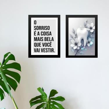 Imagem de Kit 2 Quadros Sala De Espera Consultório Dentista 33x24cm - Quadros On