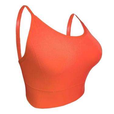 Imagem de Sutiã Top Plus Size Alça Fina C/ Bojo Confortável  - Impllus, Laranja,