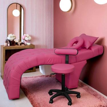 Imagem de Maca Estética Charme + Mocho Tapeçado Corino - SOFA STORE Cor:Corino Pink