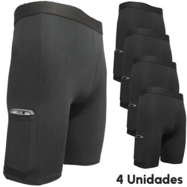 Imagem de Kit 4 Short Térmico Ciclista Com Bolso Segunda Pele Proteção UV Meia C