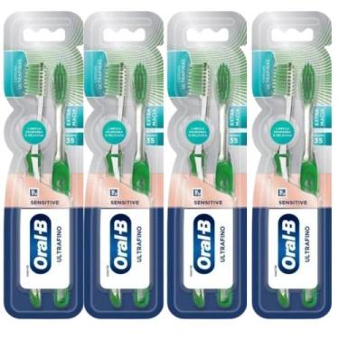 Imagem de Escova Dental Oral-b Sensitive Ultrafino Macia 2x1 Kit com 4 - Oral - 