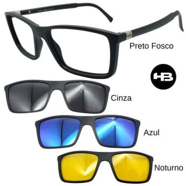 Imagem de Armação de Grau HB 0379 243 Preto Fosco com 3 Clipons can, Cinza, Azul