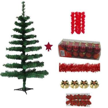 Imagem de Kit Árvore De Natal Verde Decorada Com Enfeites 50 Itens 60cm 40 Galho