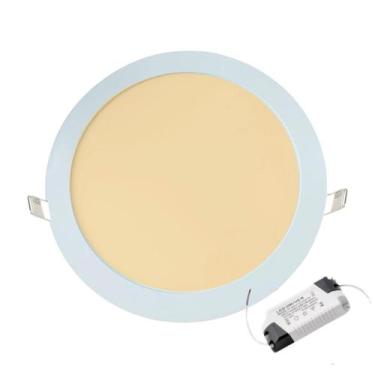 Imagem de Painel Plafon Led Embutir Redondo, 18W, Branco Quente 3000K, Bivolt - 