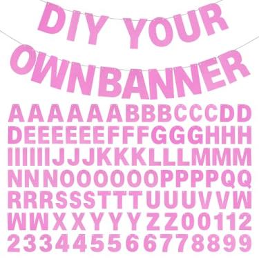 Imagem de Kit de banner faça você mesmo com letras com glitter letras rosa personalizável faixa de aniversário faixa de formatura banner personalizado para festa de formatura festa de casamento decoração de chá