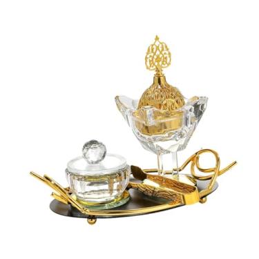 Imagem de Generic Titular do queimador de incenso árabe, Ramadã Decoração Gift Desfifuser Incense Incense Burner para sala de jantar de spa de spa houseing, Bandeja Preta