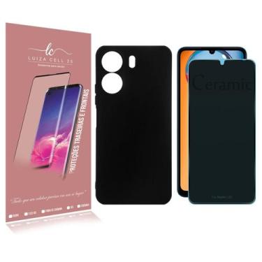 Imagem de Capa Case Aveludada Preta Para Redmi 13C 6.74 + Película De Ceramica F