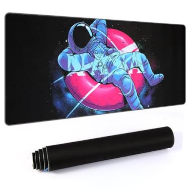 Imagem de Tapete de mouse grande para jogos para capa de mesa, 90 x 40 cm maior preto para computador tapete de mesa para teclado e mouse, mousepad temático planetas espaço para jogos, escritório e casa