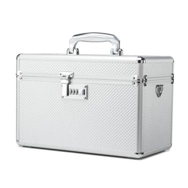 Imagem de HEWEI WORKS Caixa de bloqueio de armazenamento com código de combinação, estojo de armazenamento de medicamentos bloqueável, caixa de primeiros socorros vazia, caixa de bloqueio de segurança, cofre