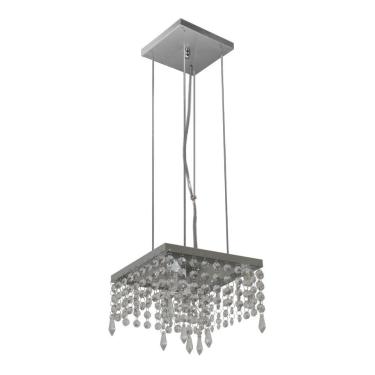 Imagem de Lustre Pendente De Cristais Legítimos quadrado - Ideal Para Mesa De Jantar - Para 03 lâmpadas G9