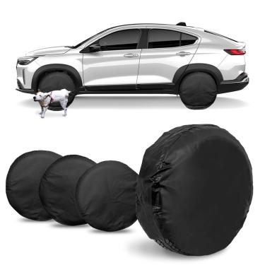 Imagem de Capa Protetora de Roda Pneu do Carro Proteção contra Xixi de Cachorro Aro 18 19 20 Impermeável com Elástico 4 Peças