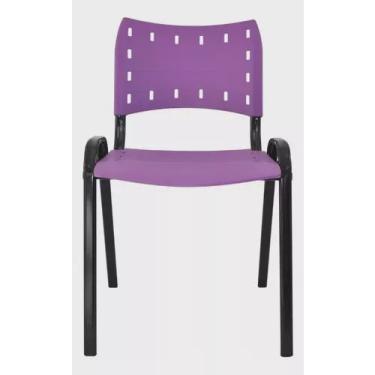 Imagem de Cadeira Iso Para Escola Escritório Comércio Roxa Base Preta