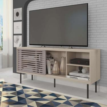 Imagem de Rack para TV até 55 Polegadas Industrial 136cm em bp Porta Ripada Multiverso CabeCasa