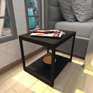 Imagem de Mesa De Cabeceira Industrial Preta Mdf Canto Quarto Mesas De Cabeceira Mesinha Cabeçeira Cabiceira