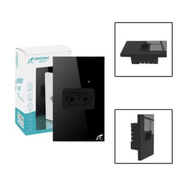 Imagem de Tomada Smart de Embutir Wi-fi 20A Medidor De Consumo Jwcom PRETO
