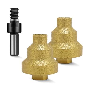 Imagem de 2 peças de broca de diamante de 20 mm, 35 mm, 50 mm, furador de furo redondo, broca de cone para azulejo de pedra de mármore, quartzito de granito concreto, rosca M10