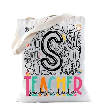 Imagem de TSOTMO Substitute Teacher Gift Substitute Teacher Tote Bag Best Substitute Teacher Ever Gift Teacher Teaching Shoulder Bag, Bolsa de substituição, One Size