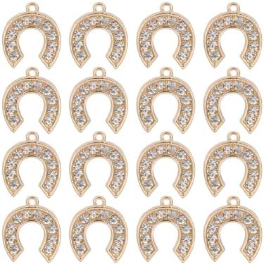 Imagem de SUNNYCLUE 1 caixa com 40 pingentes de ferradura de strass, pingentes de ferradura de ouro a granel cavalos de liga de cavalos hip hop western cowboy sorte pingentes para fazer joias, achados, colares