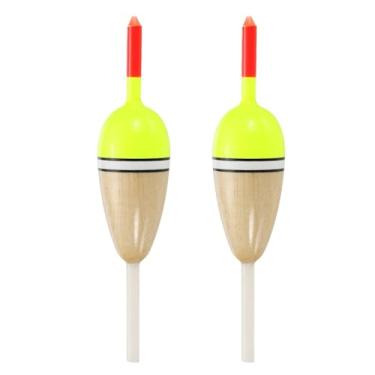 Imagem de PATIKIL Plataformas flutuantes de pesca de 5,3 cm, pacote com 2 boias ovais para pesca, acessórios de pesca com corpo flutuante de madeira balsa para equipamentos de pesca em água doce, vermelho