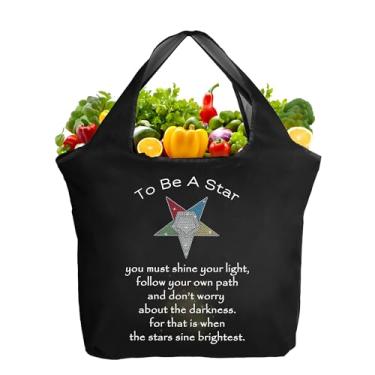 Imagem de TOBGBE OEastern Star Sorority Gifts To Be A Star You Must Shine Your Light Bolsas de supermercado reutilizáveis dobráveis bolsas maçônicas, To Be a Star F Te