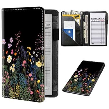 Imagem de Livro de servidor para garçonete, organizador de livros de garçonete de couro com bolso com zíper para garçom, carteira de servidor, avental de servidor e livros de verificação de convidados para