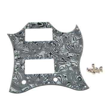 Imagem de ROZILO Placa de proteção contra arranhões padrão americano SG com parafusos para guitarra SG Epiphone SG preto e branco