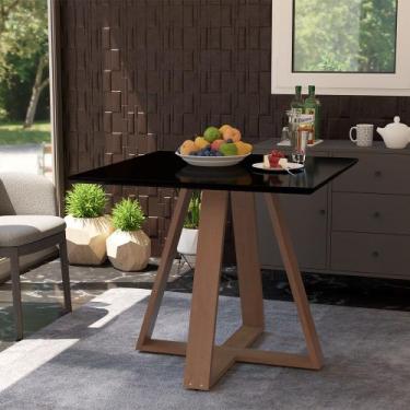 Imagem de Mesa de Jantar Quadrada Manu Base Madeira Maciça 90cm - Preta - GABILI
