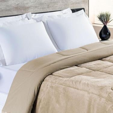 Imagem de Coberdrom Allure Queen Dupla Face Manta Plush + Malha 1 Peça - Bege - 