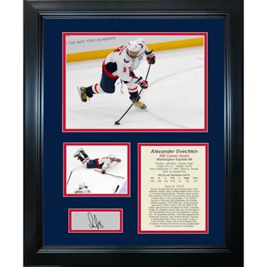 Imagem de Quadro Alexander Ovechkin 895 Career Goals Record Fac-simile Gravação a Laser Assinatura Auto Washington Capitals 28 x 35 cm Colagem de Foto de Hóquei