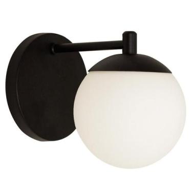 Imagem de Arandela Parede Reta Bola Globo Vidro Cabeceira Cama Preto - Single Li