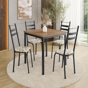 Imagem de Conjunto Adriana 90x90 com 4 Cadeiras Preto/Madeira Cedro/ Demolição