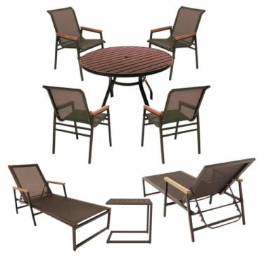 Imagem de Kit Moveis Piscina Cadeiras Espreguiçadeiras Aluminio Área Externa (Marrom)