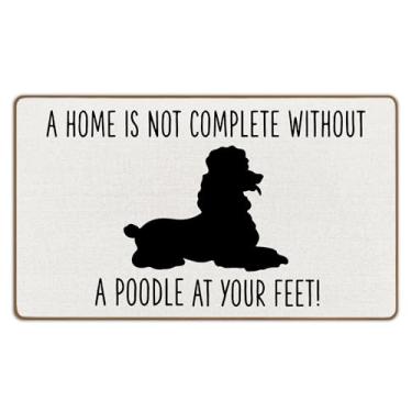 Imagem de FIicy Capacho para presentes de poodle, tapete de boas-vindas para amantes do dono do Poodle, tapetes de banho para banheiro, uma casa não está completa sem um poodle, decoração de entrada da porta da