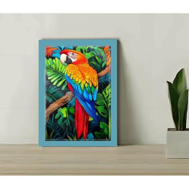 Imagem de Quadro Decorativo Arara Macau + Vidro 33x25 Sala Quarto