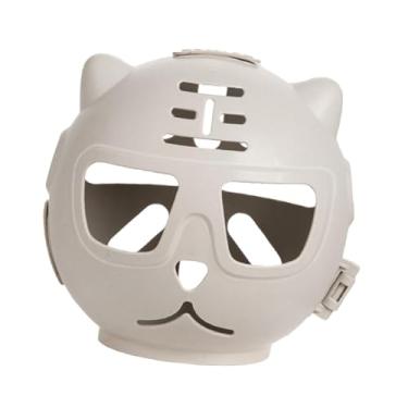 Imagem de Gralara Máscara de bola de focinho de gato suprimentos de gatinho, anti lamber capa de boca de estimação confortável, focinho anti -mordido para aparar as, Khaki White L