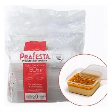 Imagem de Pote Quadrado 150ml com Tampa - Freezer e Micro-ondas - (Ideal Para Bolo no Pote, Sobremesa e Caldo) (80)