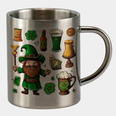 Imagem de Caneca de Inox Premium Prateada 400ml ITENS ST PATRICKS DAY - Criatics