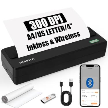 Imagem de Impressora portátil sem tinta para viagens, impressora térmica sem fio suporta 21,6 x 27,9 cm A4/US Letter, Bluetooth compatível com smartphone Android/iOS para uso doméstico (cinza)