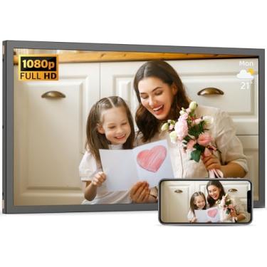 Imagem de Porta-retrato digital grande WiFi 54.6 cm – 32 GB, 1920 x 1080 IPS FHD 1080P, rotação automática, compartilhe vídeos por e-mail do aplicativo, armazenamento gratuito na nuvem, montado na parede,