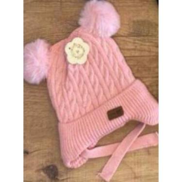 Imagem de Gorro/Touca Infantil com dois pompom Amarrar liso Forrada Por Dentro p
