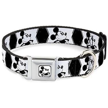 Imagem de Buckle-Down Coleira para cães com fivela de cinto de segurança – Mickey Mouse Poses espalhadas vermelho/preto/branco – 3,8 cm de largura – serve para pescoço de 40,6 a 58,4 cm – Médio