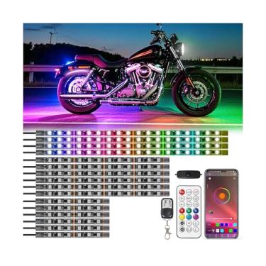 Imagem de 16 peças de luzes LED para motocicletas RGB+IC com controle remoto APP/RF, kit de brilho de LED para motocicleta Dreamcolor com seta de freio, kit de luzes neon à prova d'água de 12 V para carrinho de