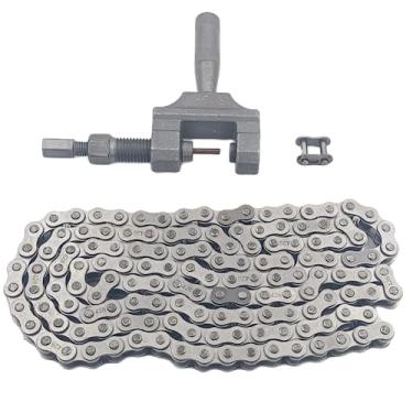 Imagem de ZTDZZH Corrente de rolo padrão para motocicleta 428 140 elos + disjuntor de corrente para bicicleta Dirt Pit 50cc-125cc ATV Quad Go Kart Scooter Mini Bike