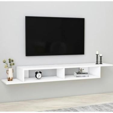 Imagem de BANCADA RACK MDF SUSPENSO PARA TV DESIGN INOVADOR FLUTUANTE PARA SALA QUARTO E ESCRITORIO FUNCIONAL E MULTIFUNCIONAL
