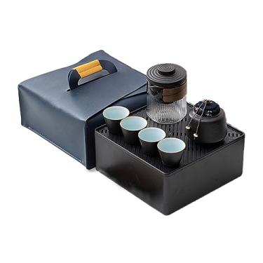 Imagem de Conjuntos de chá de viagem portáteis com estojo, infusor de chá, bule de chá de Kung Fu chinês, 1 pote, 4 mini xícaras, 1 suporte de chá para vários aproveitamentos para casa/escritório/exterior