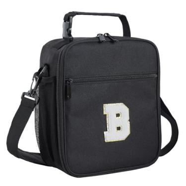 Imagem de ELEFOCUS Lancheira com isolamento inicial para trabalho feminino/masculino, lancheira personalizada com monograma com alça de ombro ajustável para adolescentes adultos/preparatório, presente de