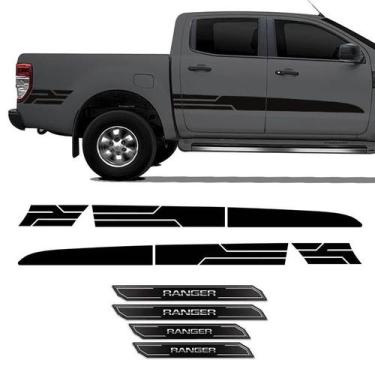 Imagem de Kit Faixa Preto Lateral Ranger 14/19 + Soleira Protetora - SPORTINOX